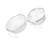 Milisten Panier à Friture Inox 2 Pièces avec Poignée, Passoire Multi-usages pour Friteuse, Panier Écumoire pour Frites, Poulet Frit et Snacks, Accessoire la Cuisine Facile à Nettoyer