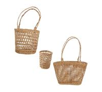 Milisten Panier Paille Tressée pour Décoration de Bureau et Rangement Multi-usage Panier à Fleurs pour Petits Objets Jouets et Magazines Résistant et Décoratif pour Maison et Bureau