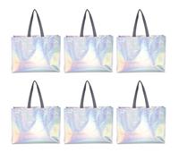 Milisten Paquet D'épicerie Ménagers Grosse Capacité, Design Multi-Usage 6 en Tissu Non Tissé Poignées Lot de 6 Pièces Argenté pour Pique- et Activités Site