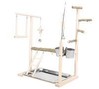 Milisten Perchoir pour Perroquet Bois Solide avec Plateforme Interactive Aire De Jeux Et Support Mangeoire Jouet Entraînement pour Oiseaux Appartement