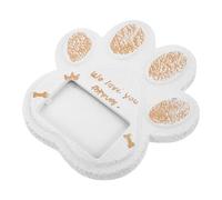Milisten Pierre Tombale pour Chien 15x15 Cm Blanche en Pierre Résistante aux Intempéries Empreinte de Patte, Marqueur Funéraire Commémoratif pour Animaux de Compagnie, Souvenir de Jardin
