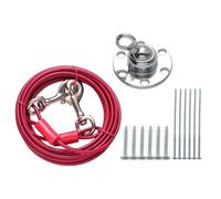 Milisten Piquet d'attache Pivotant pour Chien en Acier Inoxydable 360° Câble de 3 Mètres, Ancrage Antirouille Robuste pour Chiens Moyens et Grands, Kit Extérieur pour Fixation Sécurisée