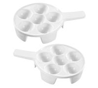 Milisten Plaque de Cuisson Ménagère en Céramique Blanche Poignée, 2 Pièces, Plateau à Escargots Comestibles à Plusieurs Compartiments, Plat D'escargots pour Cuisson et Présentation, Usage