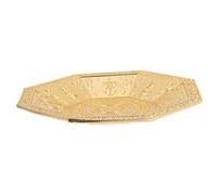 Milisten Plat à Feu du Temple Octogonal en Métal Doré 25,3 Cm - Assiette Bouddhiste Rituelle pour Offrande de Fruits et Cérémonie, Plateau Sacrificial Polyvalent pour Décoration