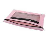 Milisten Pochette à Crayons Rose Grosse Capacité Double Compartiment et Fenêtre Transparente, Tissu Oxford Résistant pour Bureau et Voyage, Fermeture Éclair Solide pour Classeur à 3