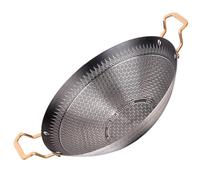 Milisten Poêle à Frire Antiadhésive 24 Cm en Acier Inoxydable Double Poignées Dorées, Casserole Épaisse à Motif Nid D'abeille Noire, Cuisson Gaz et Induction pour Fondue Cuisine Extérieure