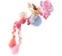 Milisten Porte-clés Pendentif Chat Style Japonais Brodé Main en Alliage avec Pompon en Tissu, Petit Porte-clés Décoratif Léger pour Clés et Accessoires, Cadeau Original pour Femme