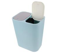 Milisten Poubelle Cuisine Double Compartiment 15l Couvercle Poussoir, Poubelle à Déchets Alimentaires Sèche et Humide, Conteneur de Recyclage Domestique Bleu Clair, Tri Facile des Déchets