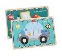 Milisten Puzzle Bois Éducatif pour Garçon Fille de Jeu de Puzzle Excavateur et Voiture de Police de Développement pour Garçons et Filles pour Motricité Fine et Apprentissage des Couleurs