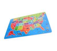 Milisten Puzzle Éducatif Carte des États-Unis pour Garçon et Filles 4-6 Ans Jouet en Bois Apprentissage Géographie Activité Montessori Puzzle Interactif en Anglais