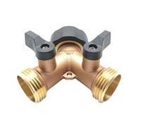 Milisten Raccord de Tuyau D'arrosage Double en Laiton 3/4, Or | Étanchéité, Transforme un Robinet en Deux Sorties, Usage Jardin Irrigation, Finition Or
