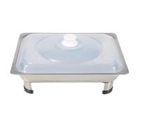 Milisten Réchaud Buffet Inox Carré 4 Pieds 1 Plateau Multifonction pour Restauration et Service Traiteur, Support Assiette Alimentaire Professionnel, Plateau Buffet Solide Style Aléatoire