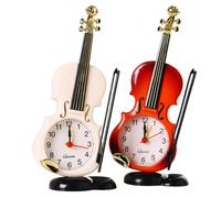 Milisten Réveil de Bureau de Violon Décorative Réveil sans Pile Couleur Aléatoire Silencieux pour Étudiants Horloge Créative de Chevet Design Musical Accessoire Déco