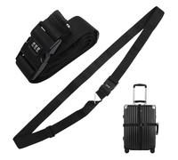 Milisten Sangle de Bagage Homologuée TSA Noire Verrou à Combinaison 3 Chiffres, Ceinture de Valise Robuste Réglable pour Voyages en Avion, Road Trips et Sécurité des Bagages