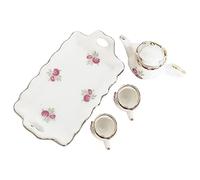 Milisten Service à Thé Miniature en Céramique 1:12 pour Garçon et Filles Jolie Théière Tasses à Thé Miniatures Décoration de Maison de Poupée pour Jeux de Rôle Accessoire Décoratif