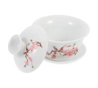 Milisten Service à Thé Traditionnel Chinois Gaiwan 3.2 Pouces en Céramique Sancai avec Couvercle Motif Oiseaux et Fleurs Tasse à Thé de Style Kung Fu Domicile ou Bureau
