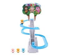 Milisten Set de Jeu Électrique Ours Musical avec Piste Lumineuse et Toboggan Escalier Automatique à LED pour Tout Petits Cadeau Éducatif Créatif pour Garçons et Filles Portable et