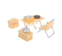 Milisten Set de Jeu Extérieur pour Garçon Fille avec Mini Chaise Pliante Table de Pique et Réchaud à Cassette Équipement de Camping pour Jeu Imitation de Camping Portable Jaune