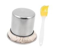 Milisten Set Outil Dapplication Huile pour avec Brosse et Plateau Acier Inoxydable Tampon Beurrer Crêpière Pratique pour Cuisine Couleur Aléatoire
