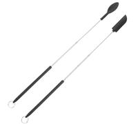 Milisten Spatule Multifonctionnelle en Silicone et Acier Inoxydable, Set de 2 Mini Cuillères à Bocal Noires, Manche Télescopique, Racloir Léger pour Pâtisserie et Préparation de Desserts,