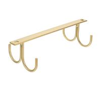 Milisten Support de Placard en Fer Doré 4 Crochets, Rack Inférieur Peu Encombrant pour Tasses et Mugs, Cintre Multifonction Cuisine, Salle de Bain et Balcon, Rangement Gain de Place