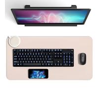 Milisten Tapis de Souris Stable et Conçu pour Bureau D'étude Travail Grand Format Sangle en Cuir Beige pour Clavier et Tablette