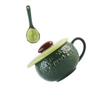 Milisten Tasse à Boisson en Céramique D’avocat Cuillère Intégrée, Capacité Moyenne, Couleur Vert Avocat, pour Petit-déjeuner, Café, Lait et Thé, Usage Quotidien Maison et Bureau, Design