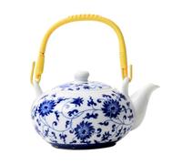 Milisten Théière Chinoise en Céramique Bleu Blanc, Grosse Capacité 1,5 L, Résistante à Haute Température, pour Maison et Salon de Thé, Récipient D'eau Froide avec Anse Style Aléatoire