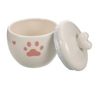 Milisten Urne Funéraire Céramique 600 ML pour Petits Animaux de Compagnie Urne pour Chien et Chat avec Empreintes de Pattes et Cœur, Coffret Souvenir Étanche, Présent de Condoléances