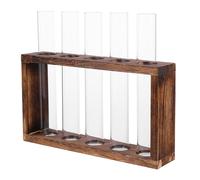 Milisten Vase Tube Transparent avec Support Naturel Pot Hydroponique Décoratif pour Plantes Intérieur Design Simple et Observation Racinaire Visible