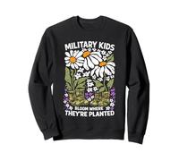 Militaire Kid Pissenlit fleurit là où Ils sont plantés Violets Sweatshirt