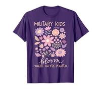 Militaire Kid Pissenlit fleurit là où Ils sont plantés Violets T-Shirt