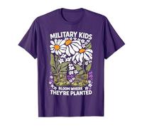 Militaire Kid Pissenlit fleurit là où Ils sont plantés Violets T-Shirt