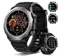 Militaire Montre Connectée Homme Femme avec Appel Bluetooth, 1.39" HD Smartwatch Motre Sport avec 110+ Modes Sportifs, Podometre Cardiofrequencemetre Sommeil, Etanche IP68 pour Android/iOS, Noir