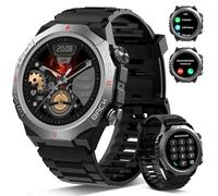 Militaire Montre Connectée Homme Femme avec Appel Bluetooth, 1.39" HD Smartwatch Motre Sport avec 110+ Modes Sportifs, Podometre Cardiofrequencemetre Sommeil, Etanche IP68 pour Android/iOS, Noir