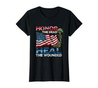 Militaire Service Honor The Dead Heal The Wounded Warrior T-Shirt Graphique avec Valeur, Femme, Noir, S
