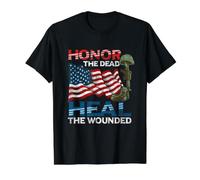Militaire Service Honor The Dead Heal The Wounded Warrior T-Shirt Graphique avec Valeur, Homme, Noir, S