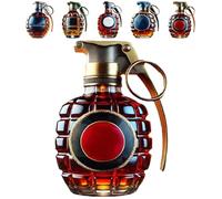 Military Hand Grenade Whiskey Bottle,300ml Engraved Glass Bottle with Eagle Emblem,Army Themed Liquor Container,Durable & Leakproof Patriotic Barware Gift for Him (E)