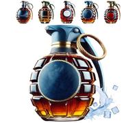 Military Hand Grenade Whiskey Bottle,300ml Engraved Glass Bottle with Eagle Emblem,Army Themed Liquor Container,Durable & Leakproof Patriotic Barware Gift for Him (D)
