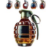 Military Hand Grenade Whiskey Bottle,300ml Engraved Glass Bottle with Eagle Emblem,Army Themed Liquor Container,Durable & Leakproof Patriotic Barware Gift for Him (B)