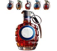 Military Hand Grenade Whiskey Bottle,300ml Engraved Glass Bottle with Eagle Emblem,Army Themed Liquor Container,Durable & Leakproof Patriotic Barware Gift for Him (C)