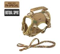 Military Tactical Adjustable Nylon Chihuahua Yorkshire Pug Schnauzer Training Hunting Harness Lash Set with Control Handle,Un