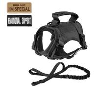 Military Tactical Adjustable Nylon Chihuahua Yorkshire Pug Schnauzer Training Hunting Harness Lash Set with Control Handle,Noir