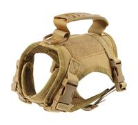 Military Tactical Adjustable Nylon Working Cat Dog Darness avec Poignée pour Chihuahua Shiba Inu Pug Yorkie,Brun