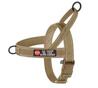 Military Tactical No Pull Reflective Dog Safety Harness with Stickers for Shiba Inu Pug Labrador Bulldog Greyhound,Kaki,L