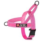 Military Tactical No Pull Reflective Dog Safety Harness with Stickers for Shiba Inu Pug Labrador Bulldog Greyhound,Rose,L