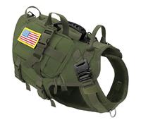 Military Tactical Nylon Working Dog Training Hunting Harnness avec Manche Boucle Métallique pour Berger Allemand Bulldog Labrador,Vert A,L