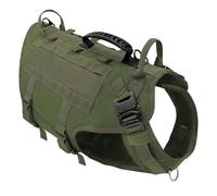 Military Tactical Nylon Working Dog Training Hunting Harnness avec Manche Boucle Métallique pour Berger Allemand Bulldog Labrador,Vert,M
