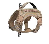 Military Tactical Outdoor Réflexion Réglable Nylon Chihuahua Yorkshire Terrier Safety Harness Lash Set avec Poignée Verticale,Brun,XS