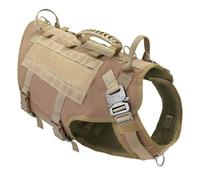 Military Tactical Strong Nylon Working Dog Training Harness with Control Handle pour Le Berger Allemand Labrador French Bulldog,Brun,L